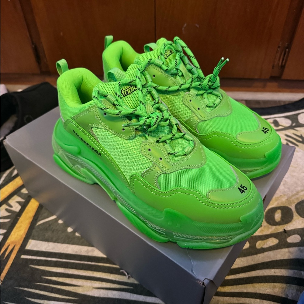 Green Balenciaga Triple S Sneakers